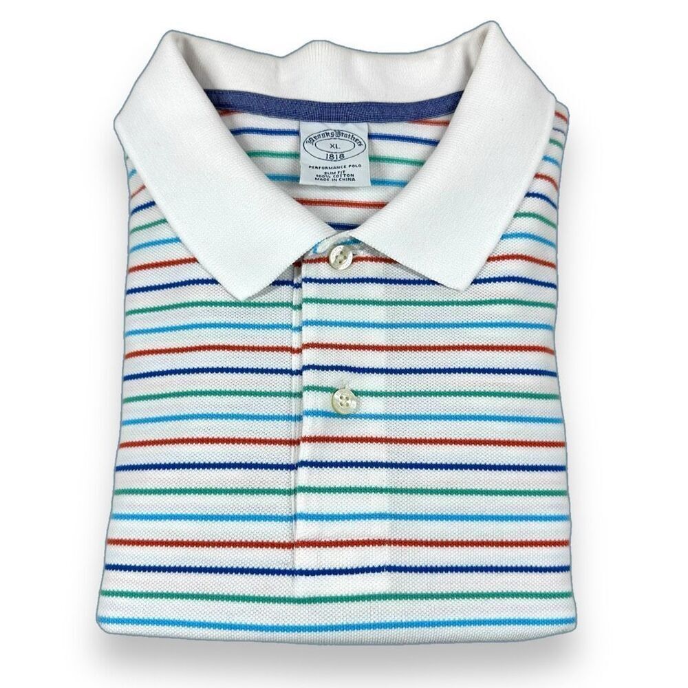 Brooks Brothers Polo Shirt‎ Mens Size Extra Large XL Striped Slim Fit
